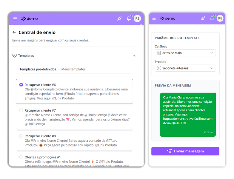 Painel de CRM para negócio de artesanato