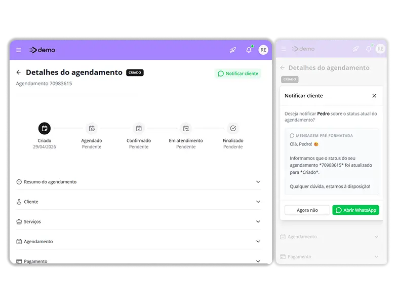 Painel de gestão de agendamentos e vendas para barbearia