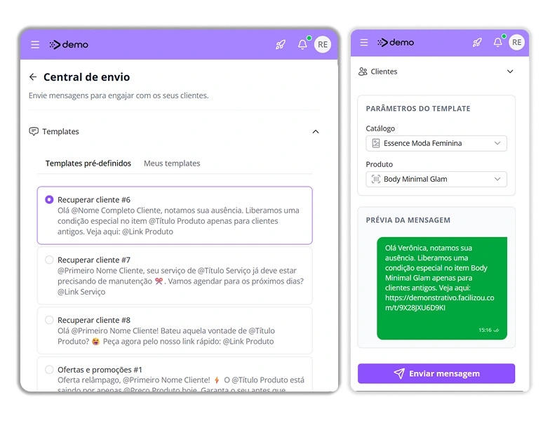 Painel de CRM para gestão de clientes de loja de moda