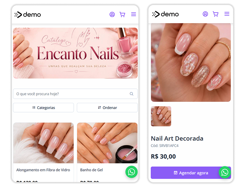 Catálogo digital de serviços para nail designer