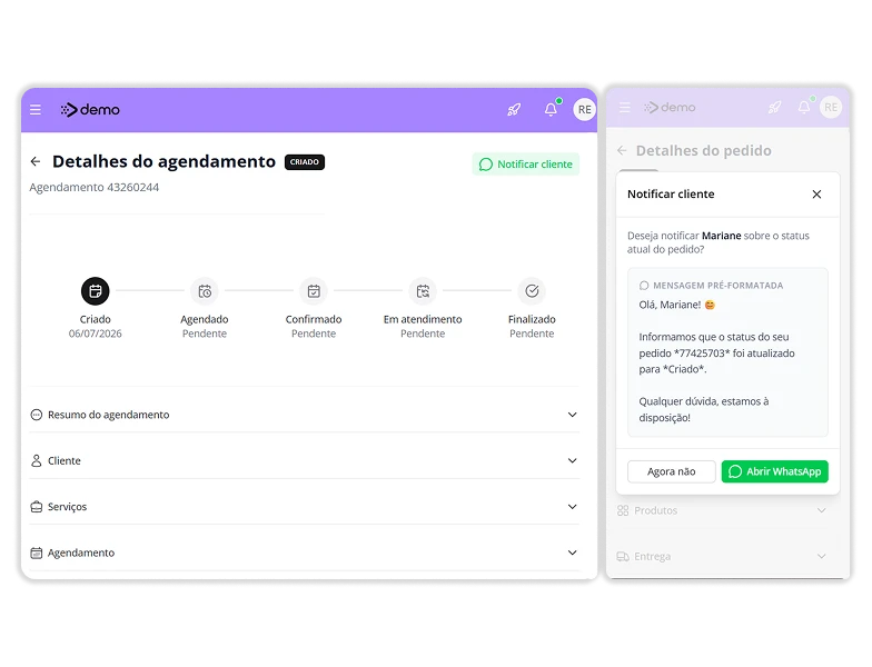 Painel de gestão de pedidos e estoque para papelaria criativa