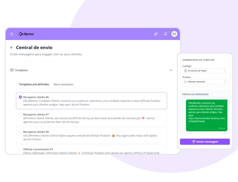 Painel de CRM para papelaria criativa mostrando clientes recorrentes