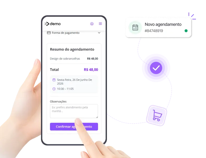 Cliente realizando agendamento online para serviços de beleza