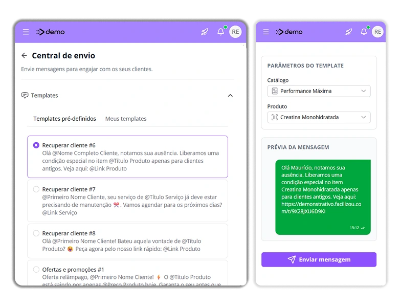 Painel de CRM para gestão de clientes de loja de suplementos